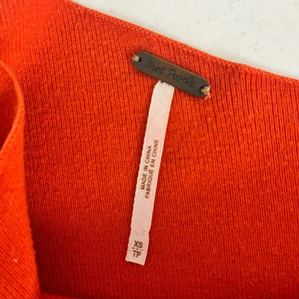 Free People Orange Cashmere Blend Asymmetrical Off Shoulder Sweater XS